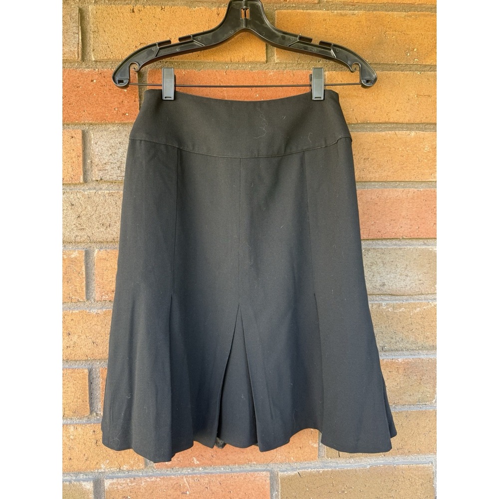 CHANEL Pleated Skirt Fully Lined Wool Mid Length 23in Long | Black |‎ UK 38 US 6
